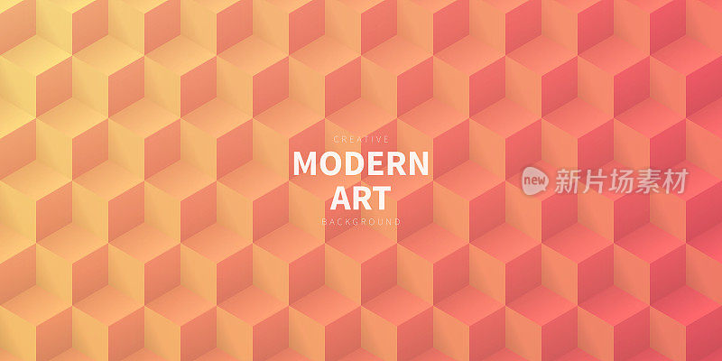 Abstract geometric background with Orange cubes - Trendy 3D background